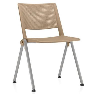 Imagem de Kit 06 Cadeiras Empilhável Fixa Lift F02 Base Aço Cinza Nude - Lyam Decor