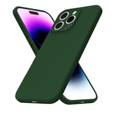 Imagem de uvcoat Capa de silicone para iPhone 14 Pro Max, capa fina de gel de borracha macia para mulheres e meninas, linda capa de telefone TPU fosco com proteção total da câmera, design simples minimalista