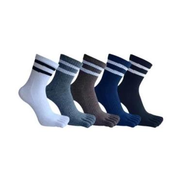 Imagem de Meias De Algodão Coloridas E Respiráveis Com Cinco Dedos, 5 Pares, Mas