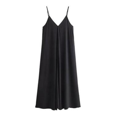 Imagem de Vestido Maxi Preto Sem Costas - Sexy, Drapeado, para Praia e Verão, XS