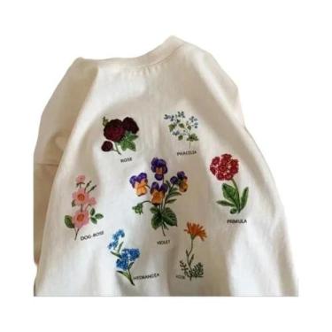 Imagem de Camiseta Infantil De Verão Com Estampa De Coelho E Flor, Manga Curta, 