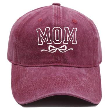 Imagem de Boné de beisebol, chapéus lisos de algodão lavado com bordado MOM - Yi