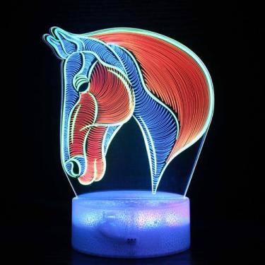 Imagem de Luz noturna: LED 3D que muda de cor, cavalos, animais para crianças - 