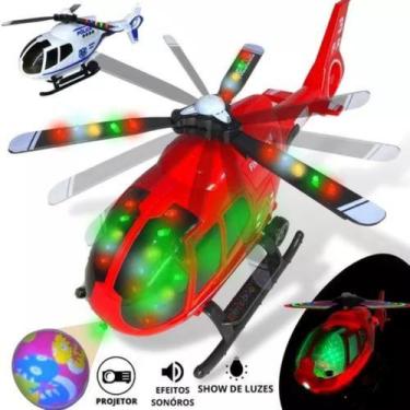 Imagem de Helicóptero Bombeiro Ou Policia Brinquedo Com  Som E Luz Led - Europio