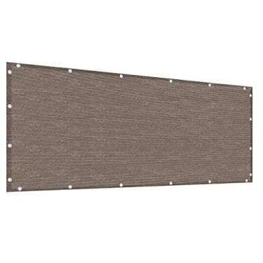 Imagem de Alion Home© Tela de privacidade HDPE para piscina, pátio, deck, varanda, trilhos, cerca. Sem acabamento preto. (2' x 10', marrom)