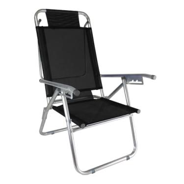 Imagem de Cadeira de Praia Alumínio Reforçada 5 Posições Infinita UP Preta Zaka 120 KG