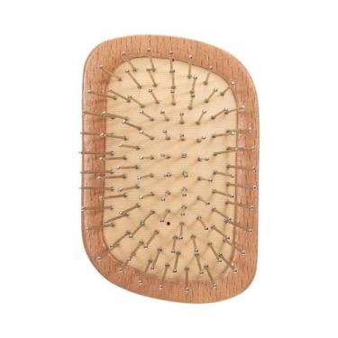 Imagem de Escova De Cabelo Desembaraçadora De Madeira De Faia Portátil Antiestát