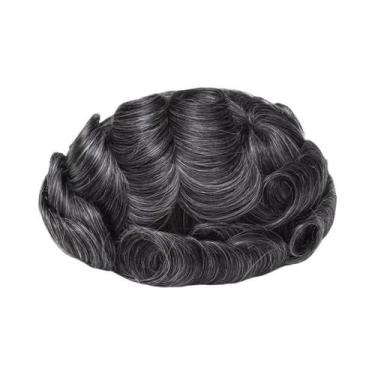 Imagem de Prótese Capilar Masculina De Cabelo Humano Liso Com Base Fina De Seda 