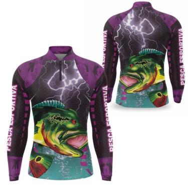 Imagem de Camisa Pesca Masculina Feminina Proteção Solar UV 50 Manga Longa Camiseta de Pescaria Com Ziper-Unissex