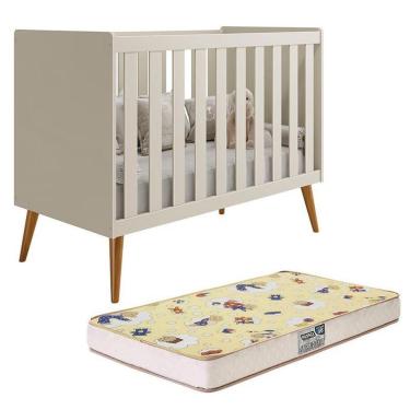 Imagem de Berço Americano Isis Areia Com Colchão Supreme - Reller Móveis Areia