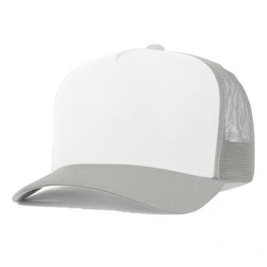 Imagem de Boné Trucker Liso Redinha Tela Aba Curva Cor:Cinza Frente BrancaTamanh