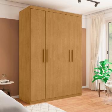Imagem de Guarda Roupa Solteiro Palmas Naturalle 4 Portas 3 Gavetas MDP 15mm Casa H