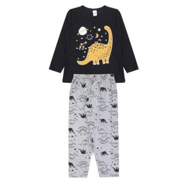 Imagem de Pijama Infantil Masculino Inverno Dino - Hey Kids Preto - HeyKids, Pre