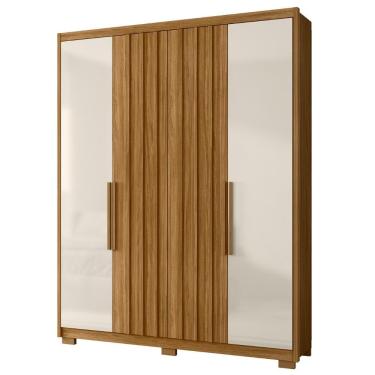 Imagem de Guarda Roupa Solteiro 4 Portas Freijó-Off White 3 Gavetas Ripado Milão M07 MDP-MDF Mpoz...