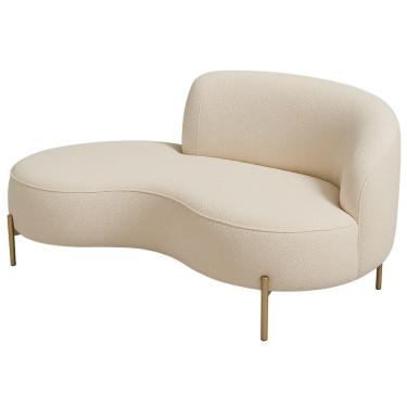 Imagem de Sofá Curvo 2 Lugares 150cm Braço Esq. Thommy Pés Ouro Bouclé Off White - Nexta Casa