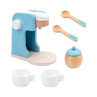 Imagem de Conjunto De Brinquedos De Cozinha De Madeira Para Crianças: Cafeteira,