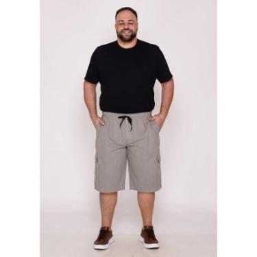 Imagem de Bermuda Masculina Plus Size Sarja Cinza Claro com Elástico-Masculino