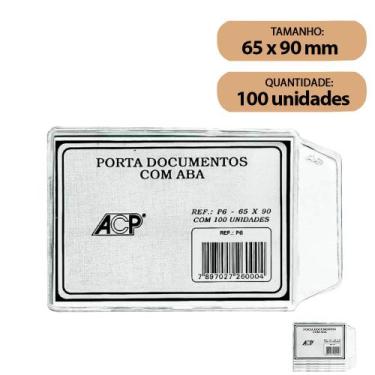 Imagem de Protetor Porta Documentos com Aba Acp 65x90mm P-6 C/100