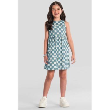 Imagem de Vestido infantil menina quadriculado Brandili -Azul