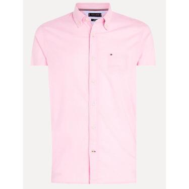 Imagem de Camisa Tommy Hilfiger Masculina Manga Curta Light Oxford Rosa Claro-Masculino