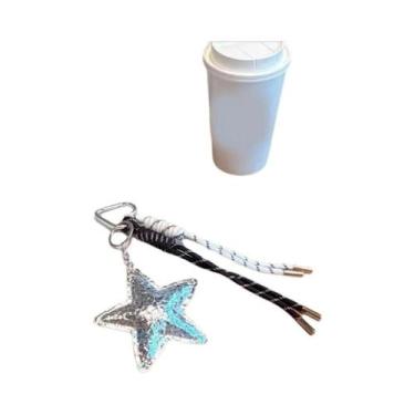 Imagem de Chaveiro De Couro PU Estrela-do-mar Fofa Com Corda Trançada, Charm Par