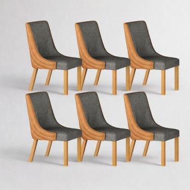 Imagem de Kit 6 cadeiras maciça de Jantar Estofada Bella- Arbo Design