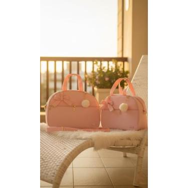 Imagem de KR RK Bolsas PERSONALIZADA Kit Maternidade Mala e Mala Média, Rosa beb