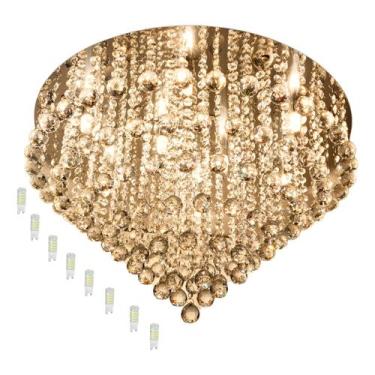 Imagem de Lustre Plafon Para Sala 60 cm Cristal Legítimo De Alto Brilho Led Brin
