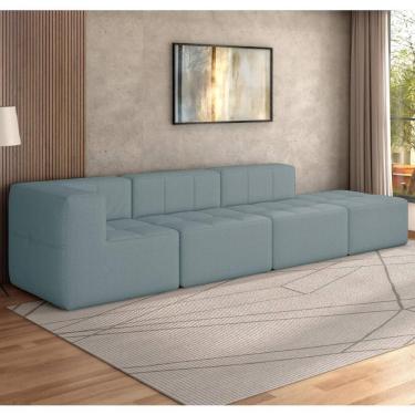 Imagem de Sofá Modulado Na Caixa 4 Lugares 308cm Espuma D33 Multimóveis CR45357 Azul