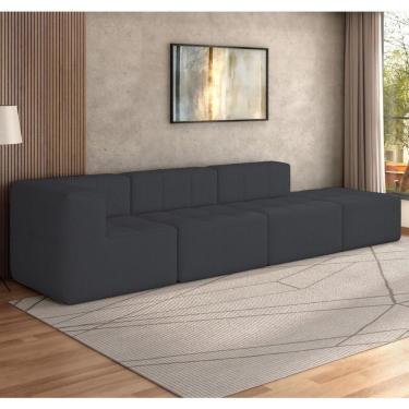 Imagem de Sofá Modulado Na Caixa 4 Lugares 308cm Espuma D33 Multimóveis CR45357 Grafite