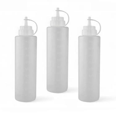 Imagem de Kit 3 Bisnaga Profissional 1L com Marcador ideal p/ Molhos - Plasduran