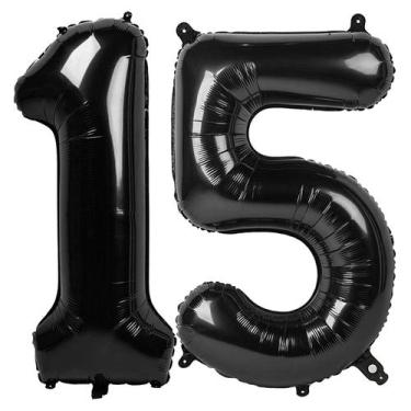 Imagem de Balão Upgesy Número 15 Preto de 40" em Folha para Decoração de Festa
