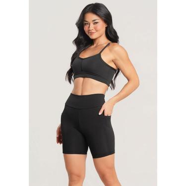 Imagem de Short Bolso Fitness Feminino Blackout Zero Transparência Academia Treino Corrida Mvb Modas-Feminino