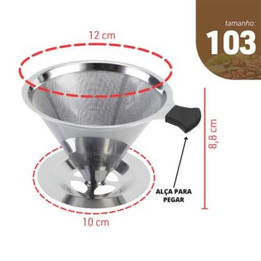 Imagem de Filtro Coador Café Inox 103 Reutilizável  Café Puro Sem Papel, Econômi
