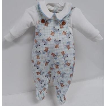 Imagem de Macacão Jardineira Plush Bebê Menino Inverno LessaKids B9267 - Lessa K