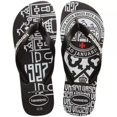 Imagem de Chinelo Havaianas Top Times Vasco Licenciado Infantil, 27/28, Preto