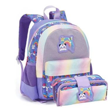 Imagem de Kit Mochila Costas Infantil e Estojo Escolar Passeio Animais - Seanite