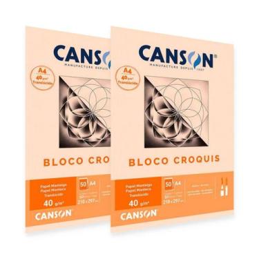 Imagem de Kit 2 Bloco Papel manteiga A4 40g Canson Croquis com 50 folhas