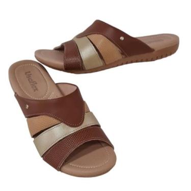 Imagem de Chinelo Usaflex R1876 Conforto em Couro Anatômica Marrom, 35