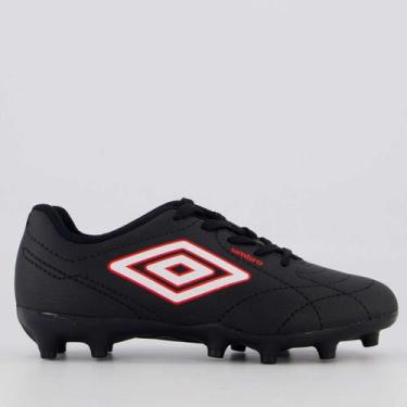 Imagem de Chuteira Umbro Class Footballer Campo Juvenil Preta e Vermelha, 30