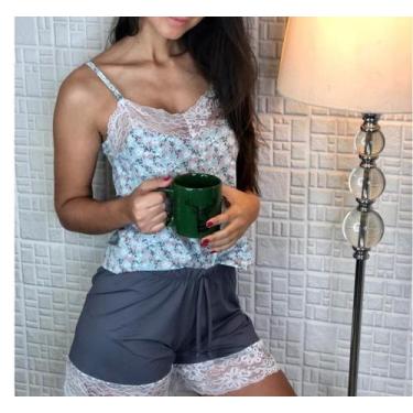 Imagem de Pijama Tatiane Floral Verde - Mimo de Renda