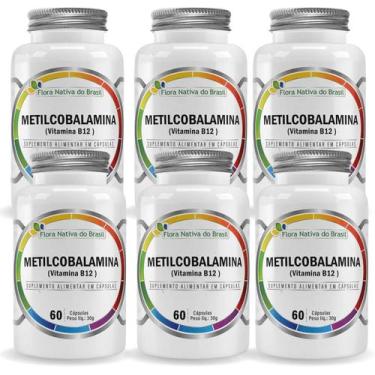 Imagem de 6x Metilcobalamina (Vitamina B12) 60 Caps - Flora Nativa, Sem Sabor