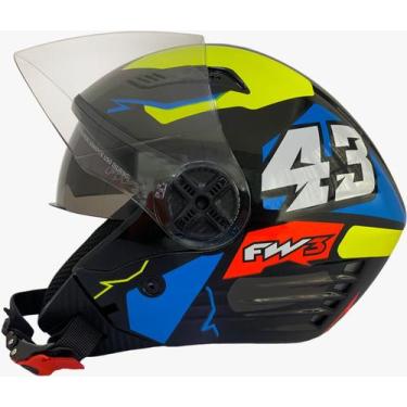 Imagem de Viseira Moto Aberto Várias Cores + Capacete Fw3 X Open Up Fox 43 Amare