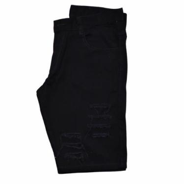Imagem de Bermuda Short Jeans Premium Masculino Rasgada - WM, Preto, 38