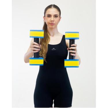 Imagem de Par de Halteres Hidroginástica Em EVA 1 A 2 Kg DF4011-AZ Azul/Amarelo 