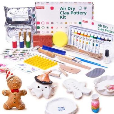 Imagem de Kit de Argila de Secagem ao Ar Fiestajaja 48 Peças com Tintas e Ferram