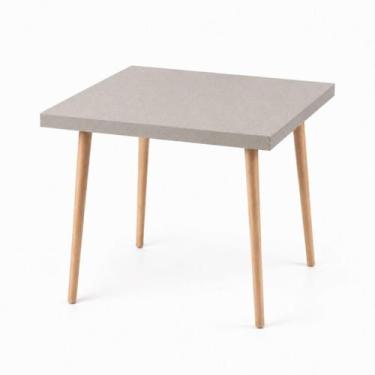 Imagem de Mesa Safira Quadrada 70 cm com Tampo em MDF Camurça e Pés de Madeira N