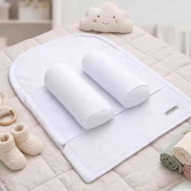 Imagem de Capa travesseiro bebê anti-refluxo com rolinhos algodão - BABY HOLDER,