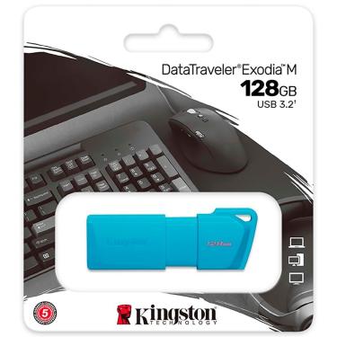 Imagem de Pendrive Kingston Exodia m 128GB USB 3.2 200MB-s Tampa Giratória Azul