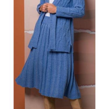 Imagem de Saia Tricot Fashion Elegante Lançamento Longa Plissada Tricô - GIULIAN